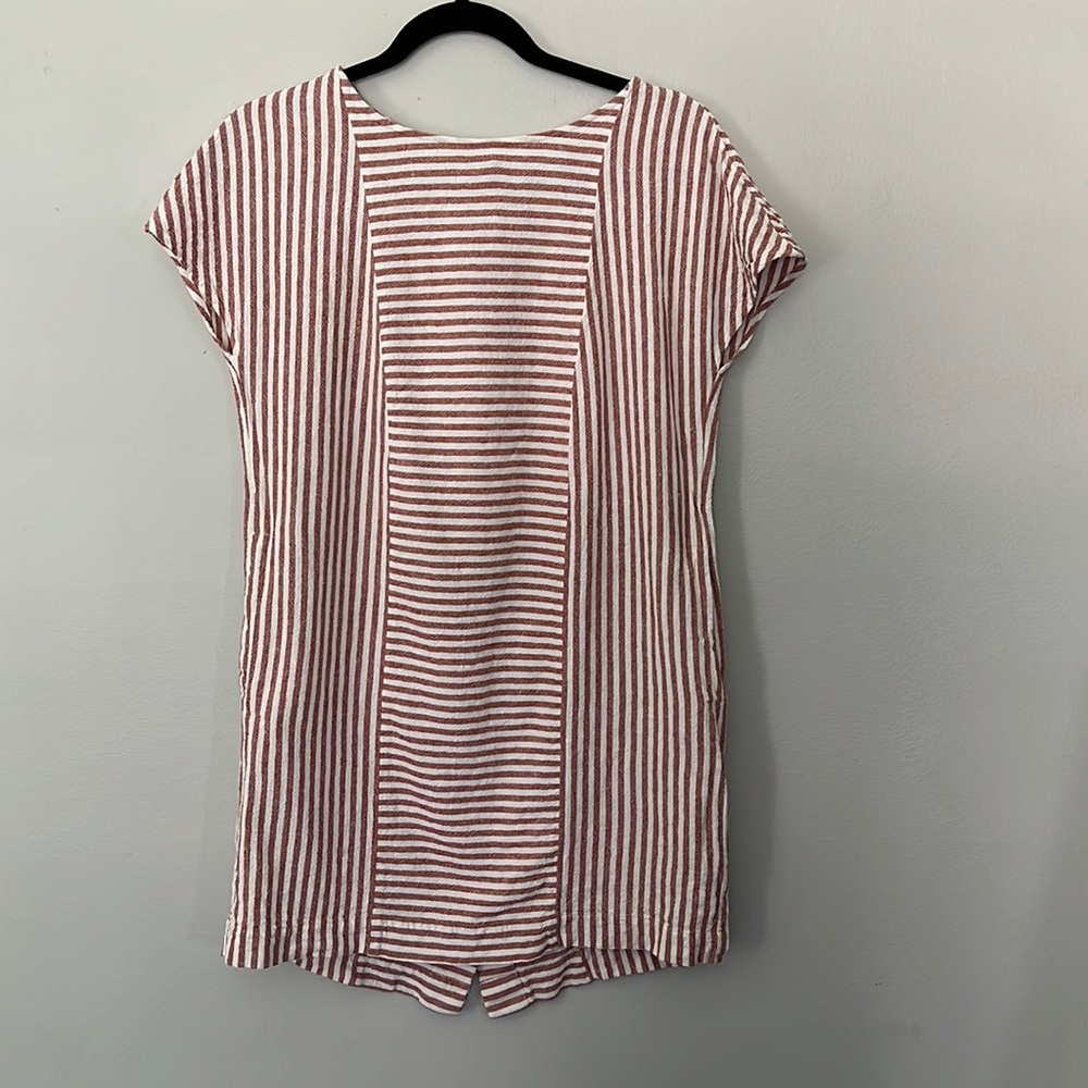Madewell Stripe-Play Button-Back Tee Dress
